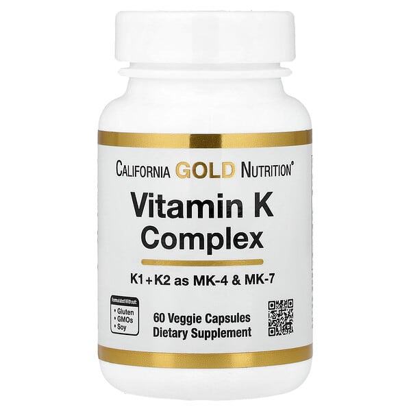 California Gold Nutrition, Vitamin K Complex, 60 Veggie Capsules