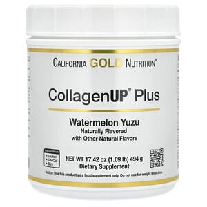 California Gold Nutrition, CollagenUp Plus，水解海洋膠原蛋白肽，含纖維和必需氨基酸，西瓜柚子味，1.09 磅（494 克）