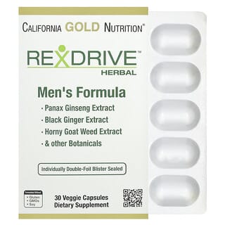 California Gold Nutrition, Rexdrive™ Herbal, Fórmula para hombres, 30 cápsulas vegetales