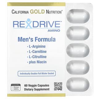 California Gold Nutrition, Rexdrive™ Amino, добавка для мужчин, 60 растительных капсул