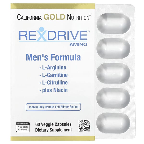 California Gold Nutrition, Rexdrive™ Amino, Men's Formula, 60 Veggie Capsules