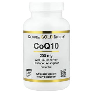 California Gold Nutrition, CoQ10 med Bioperine® og sort peberekstrakt, forbedret biotilgængelighed, 200 mg, 120 vegetariske kapsler