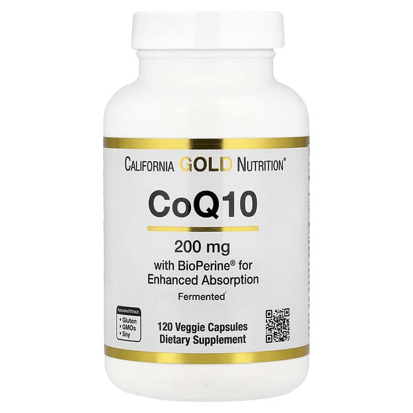 CoQ10 with Bioperine® and Black Pepper Extract, Enhanced Biovailability, 200 mg, 120 Veggie Capsules