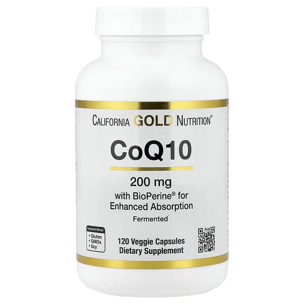 California Gold Nutrition, CoQ10 with Bioperine® and Black Pepper Extract, Enhanced Biovailability, 120 Veggie Capsules — product photo 1