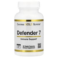 California Gold Nutrition, Defender 7, met vitamine A, C, D3, B6, zink, selenium en bèta-glucaan, 60 vegetarische capsules