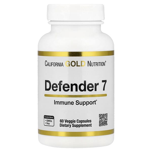 California Gold Nutrition, Defender 7, with A, C, D3, B6, Zinc, Selenium & Beta-Glucan, 60 Veggie Capsules — product photo 1