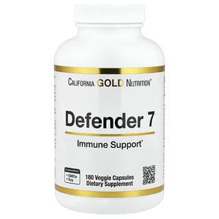California Gold Nutrition, Immunkompleks + 7, med A, C, D, B6, sink, selen og betaglukan, 180 vegetarkapsler