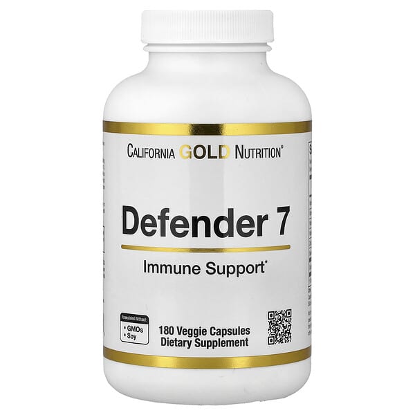 California Gold Nutrition, Defender 7, with Vitamin A, Zinc, Selenium & Oat Beta-Glucan, 180 Veggie Capsules