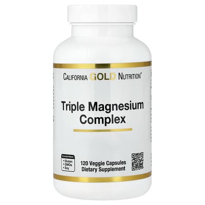 California Gold Nutrition, Triple Magnesium Complex, Malate, Citrate & Bisglycinate Chelate, 120 Veggie Capsules (105 mg per Capsule) California Gold Nutrition, Triple Magnesium Complex, Malate, Citrate & Bisglycinate Chelate, 120 Veggie Capsules (105 mg per Capsule)