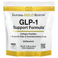 California Gold Nutrition, GLP-1 podpůrná receptura s kolagenovými peptidy, prebiotickou vlákninou a esenciálními aminokyselinami, bez příchuti, 410 g (14,46 oz)