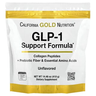 California Gold Nutrition, GLP-1 Support Formula with Collagen Peptides, Prebiotic Fiber & Essential Amino Acids, Unflavored, 14.46 oz (410 g)