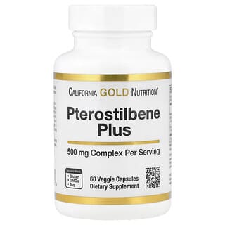 California Gold Nutrition, Ptérostilbene Plus à la poudre de myrtille américaine sauvage, 60 capsules végétariennes