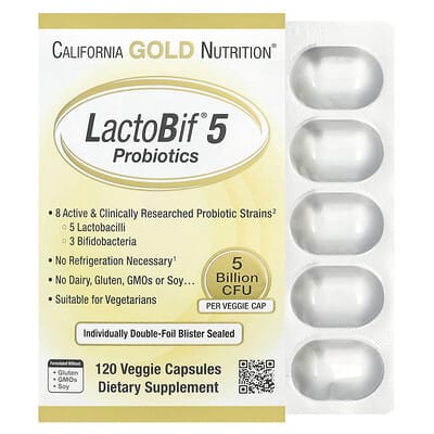 Norland California Gold Nutrition, LactoBif® 5 Probiotics, 5 Billion CFU, 120 Veggie Capsules supplement Uganda UGX 10000