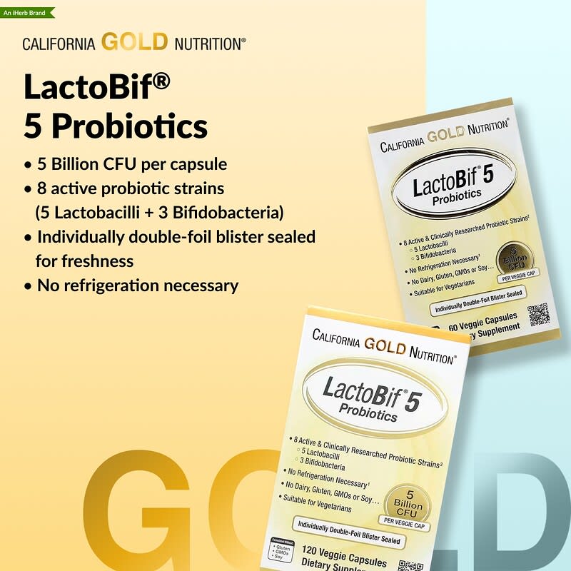 LactoBif® 5 Probiotics, 5 Billion CFU, 120 Veggie Capsules