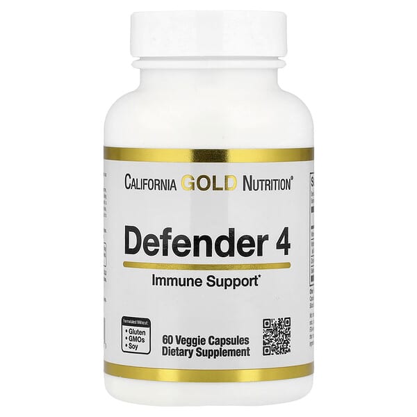 Defender 4, with Vitamin C, Vitamin D, Zinc & Selenium, 60 Veggie Capsules