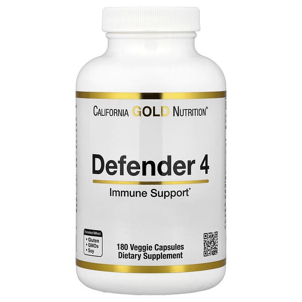 Defender 4, with Vitamin C, Vitamin D, Zinc & Selenium, 180 Veggie Capsules