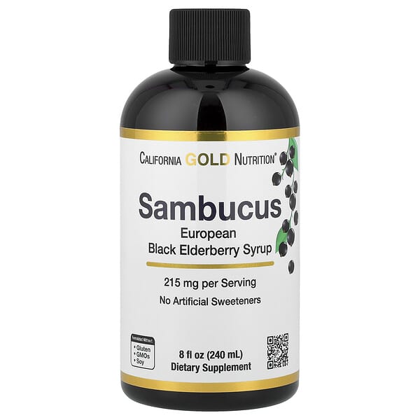 فوائد البلسان مع أفضل سعر على موقع اي هيرب 3 California Gold Nutrition, Adult Sambucus Elderberry Syrup, 8 fl oz (240 ml)