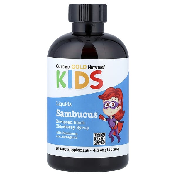 فوائد البلسان مع أفضل سعر على موقع اي هيرب 4 California Gold Nutrition, Children's Sambucus Elderberry Syrup, 4 fl oz (120 ml)