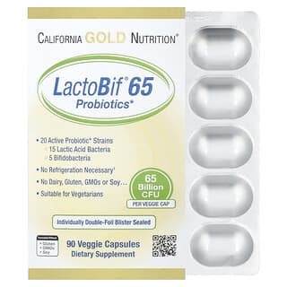 كاليفورنيا غولد نيوتريشن‏, بروبيوتك LactoBif®‎ 65، ‏65 مليار وحدة تشكيل مستعمرة، 90 كبسولة نباتية
