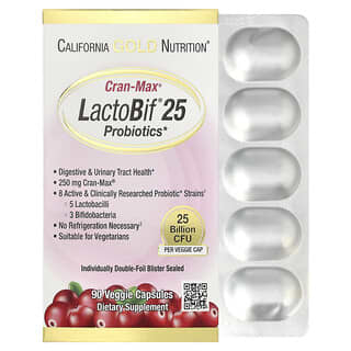 California Gold Nutrition, CranMax® LactoBif® probiotika, 25 milliarder CFU, 90 vegetarkapsler