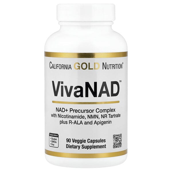 California Gold Nutrition, VivaNAD™, NMN 함유 NAD 복합체, NR 타르타르산염, 베지 캡슐 90정