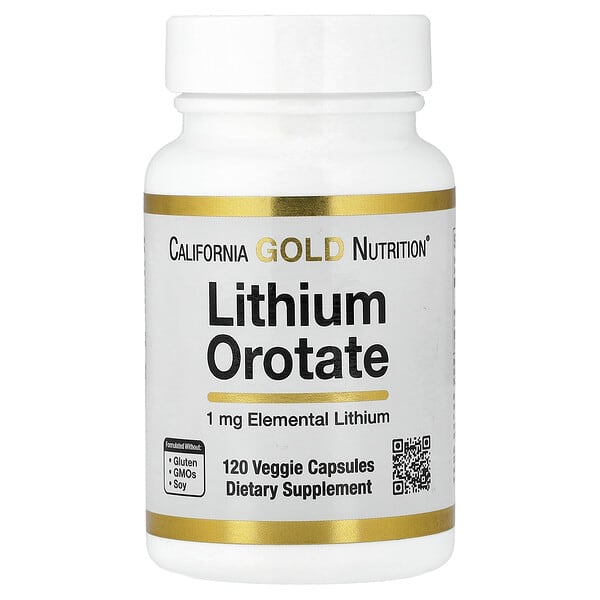 California Gold Nutrition, Lithium Orotate, 1 mg, 120 Veggie Capsules — product photo 1