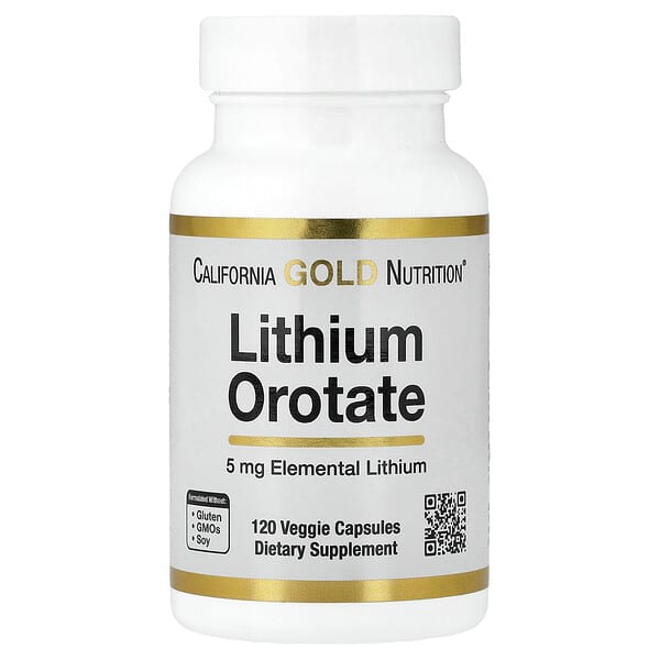 California Gold Nutrition, Lithium Orotate, 5 mg, 120 Veggie Capsules — product photo 1