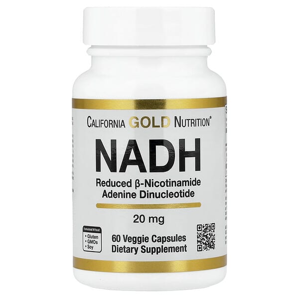 California Gold Nutrition, NADH, 20 mg, 60 Veggie Capsules — product photo 1