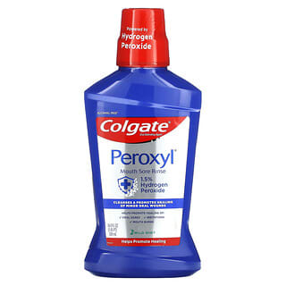Colgate, Peroxyl, Enjuague para el dolor bucal, Menta suave, 500 ml (16,9 oz. Líq.)