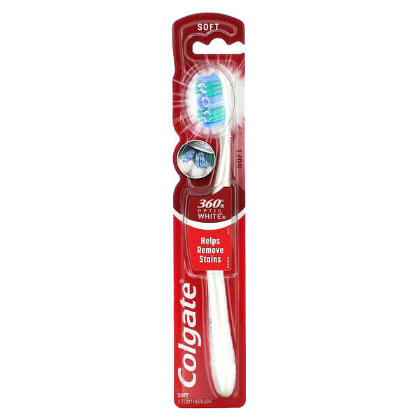 Colgate, 360 Optic White，軟毛，1 支牙刷