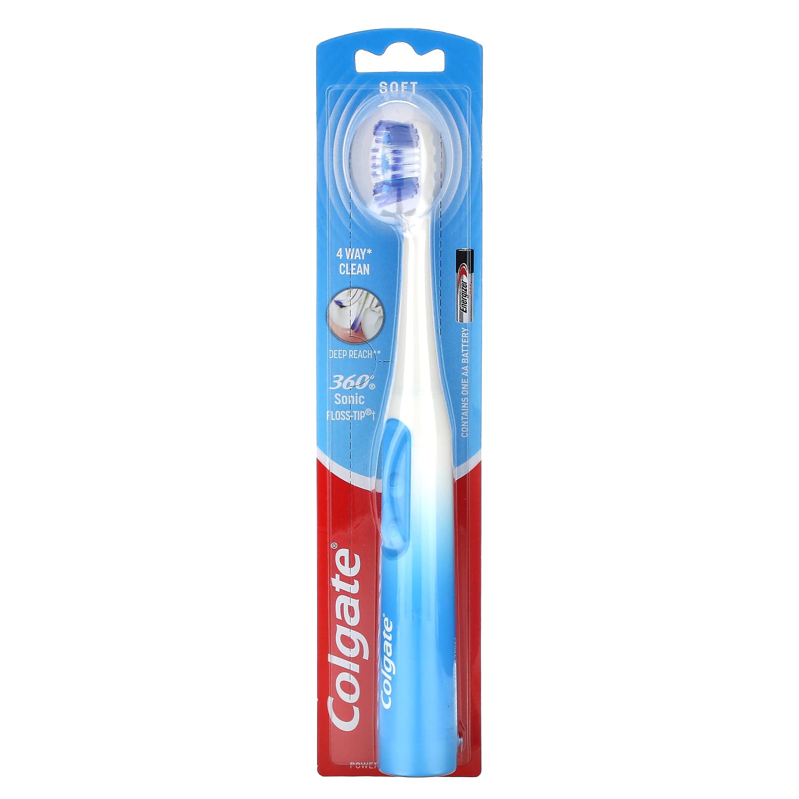 Colgate, 360 Sonic FlossTip, Powered Battery Toothbrush, 1 Toothbrush