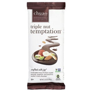 Chuao Chocolatier, Barrita de chocolate negro, Triple Nut Temptation™, 100 g (3,5 oz)