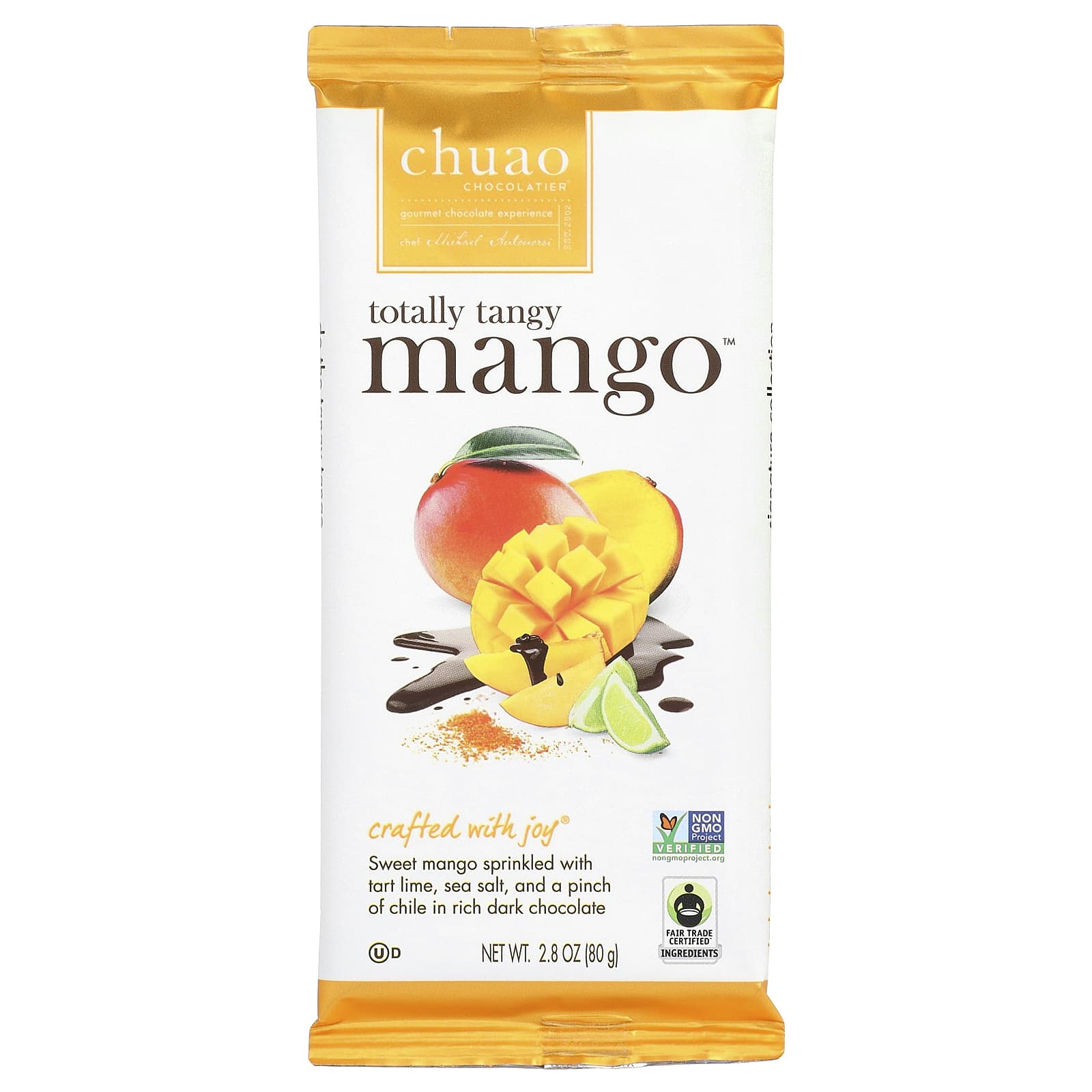 Chuao Chocolatier, темный шоколад, Totally Tangy Mango™, 80 г (2,8 унции)