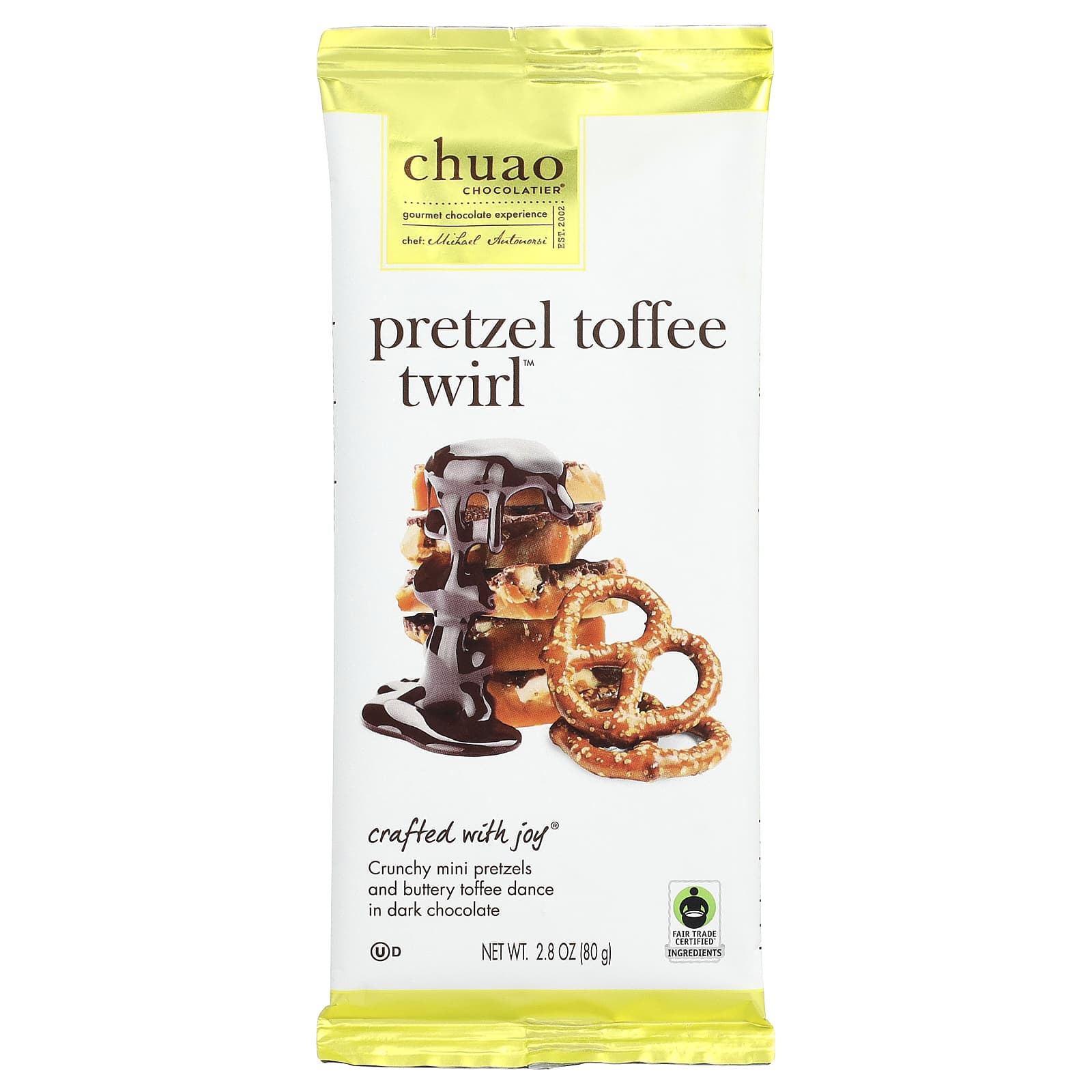 Chuao Chocolatier, темный шоколад, крендель и Toffee Twirl™, 80 г (2,8 унции)