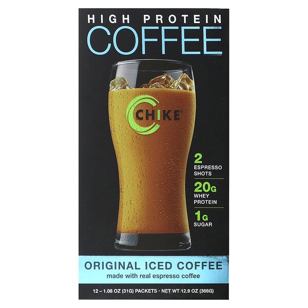 Chike Nutrition, High Protein Iced Coffee, Original, 12 Packets, 1.08