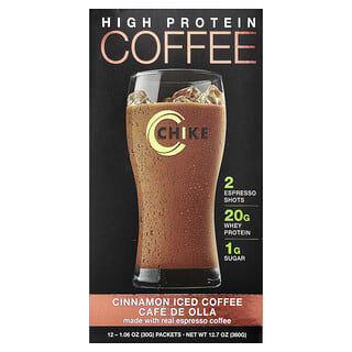 Chike Nutrition, Iskaffe med hög proteinhalt, kanel, 12 paket, 1.06 oz (30 g) vardera