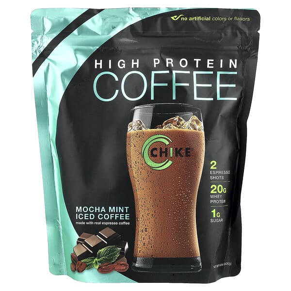 Chike Nutrition, High Protein Iced Coffee, Mocha Mint, 14.8 oz (420 g) — product photo 1
