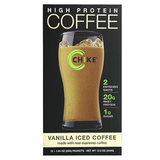 Chike Nutrition, High Protein Iced Coffee, Vanilla, 12 Packets, 1.04 oz (30 g) Each