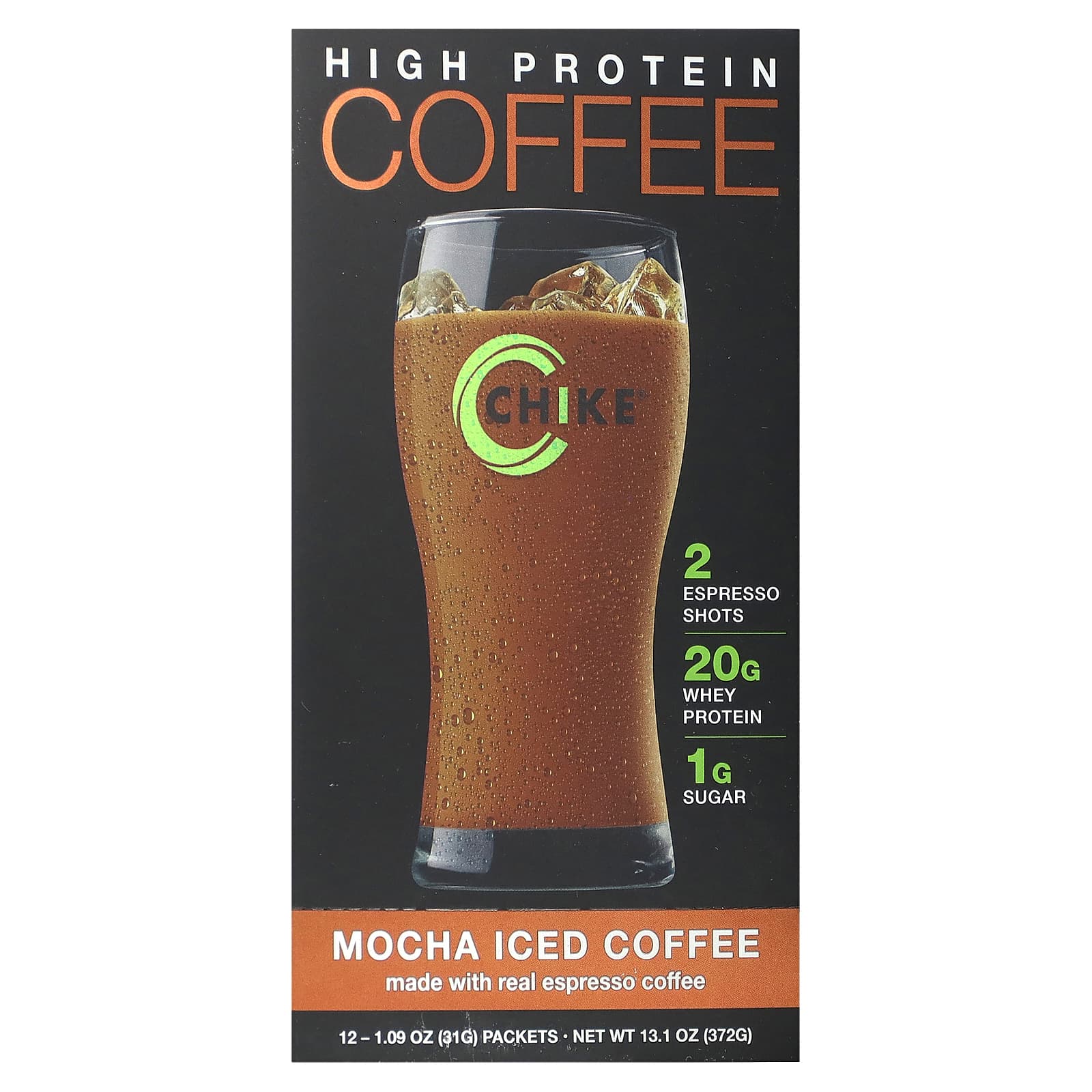 Chike Nutrition, High Protein Iced Coffee, Mocha, 12 Packets, 1.09 oz