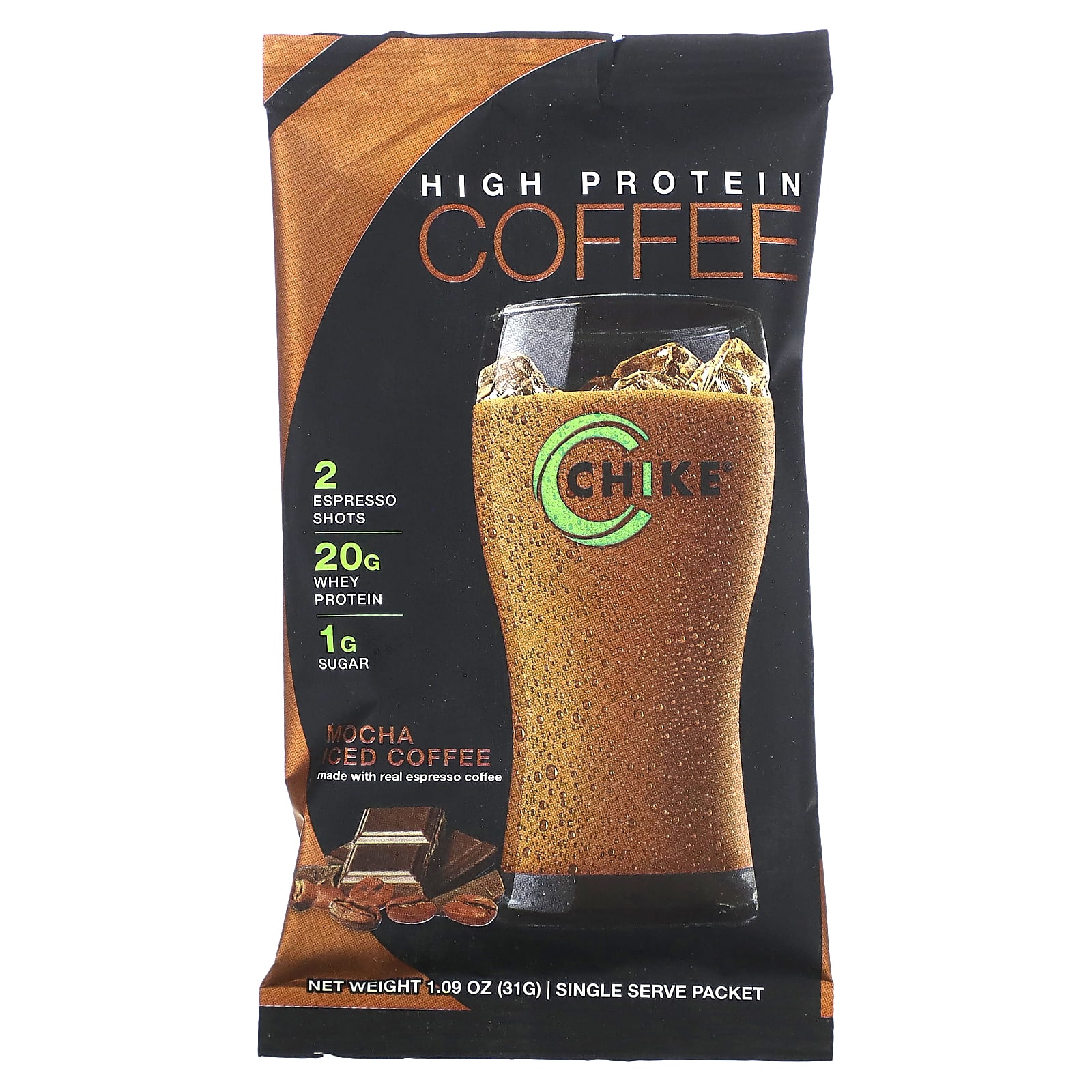 Chike Nutrition, High Protein Iced Coffee, Mocha, 12 Packets, 1.09 oz