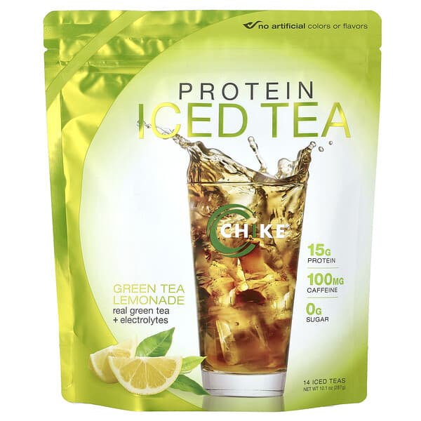 Chike Nutrition, 단백질 아이스티, 녹차 레모네이드 맛, 287g(10.1oz)