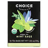Choice Organic Teas, Té de hierbas, Menta y salvia, Sin cafeína, 16 bolsitas de té, 29 g (1,02 oz)