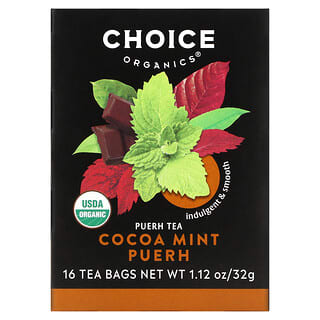 Choice Organic Teas, شاي بوير ، كاكاو بالنعناع ، 16 كيس شاي ، 1.12 أونصة (32 جم)