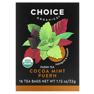 Choice Organic Teas, Thé Puerh, Cacao et menthe Puerh, 16 sachets de thé, 32 g