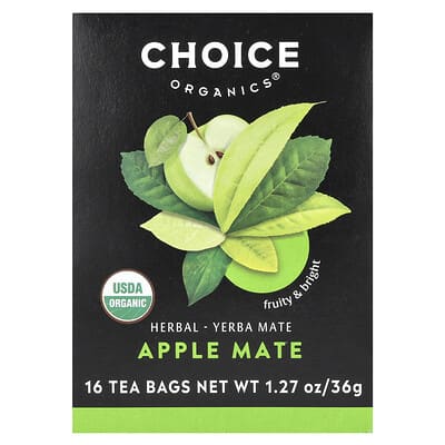 Choice Organics, Organic Mate, Apple Mate, 16 Tea Bags, 1.27 oz (36 g)