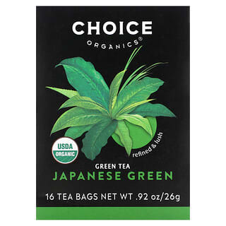 Choice Organic Teas, Green Tea, японский зеленый чай, 16 чайных пакетиков, 26 г (0,92 унции)