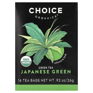 Choice Organic Teas, Té verde, Verde japonés, 16 bolsitas de té, 26 g (0,92 oz)
