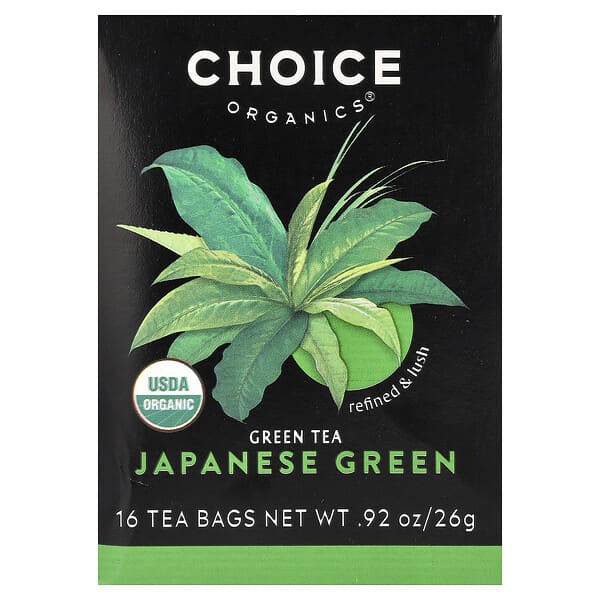 Choice Organic Teas, Green Tea, Japanese Green, 16 Tea Bags, 0.92 oz (26 g)