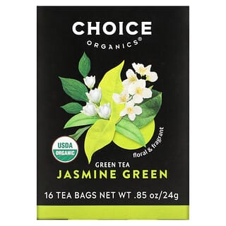 Choice Organic Teas, Green Tea, зеленый жасмин, 16 чайных пакетиков, 24 г (0,85 унции)
