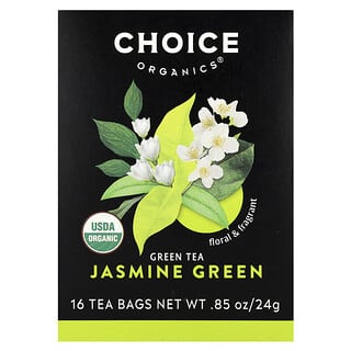 Choice Organic Teas, Zielona herbata, zielona jaśminowa, 16 torebek, 24 g